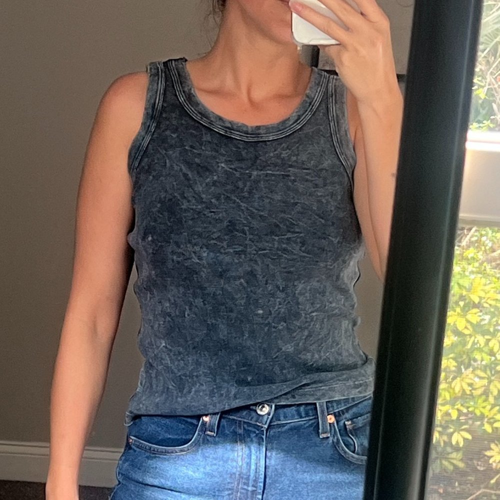 Michael Stars Grey Tye-Dye Tank Top